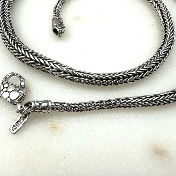 Sarda Balinese Tulang Naga Tapered Snake Chain Link Sterling Silver Necklace - Picture 7 of 15